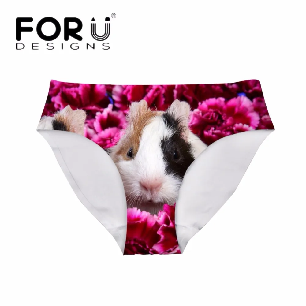 Трусы женские с 3D принтом морских свинок FORUDESIGNS бесшовные дышащие эластичные