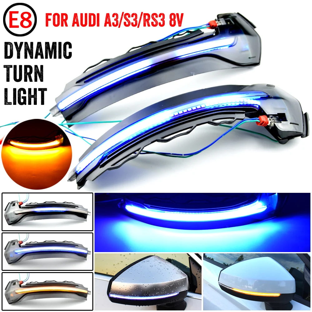 

Dynamic Turn Signal Light Flashing Water Side Mirror Indicator Blinker for Audi A3 S3 8V RS3 2014 2015 2016 2017 2019 2020