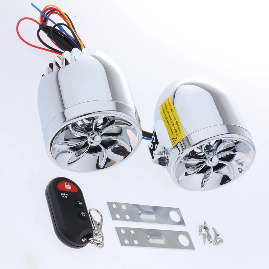 Motorcycle Alarm Audio Sound System Stereo Speakers,Radio/MP3 Music Player,Remote Control Alarm Speaker