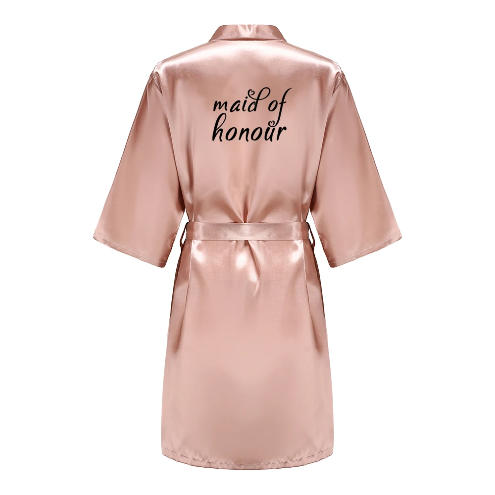 Satin Silk Robes Plus Size Wedding BathRobe Bride Bridesmaid Dress Gown Women Clothing Sleepwear Maid of Honour Rose Gold