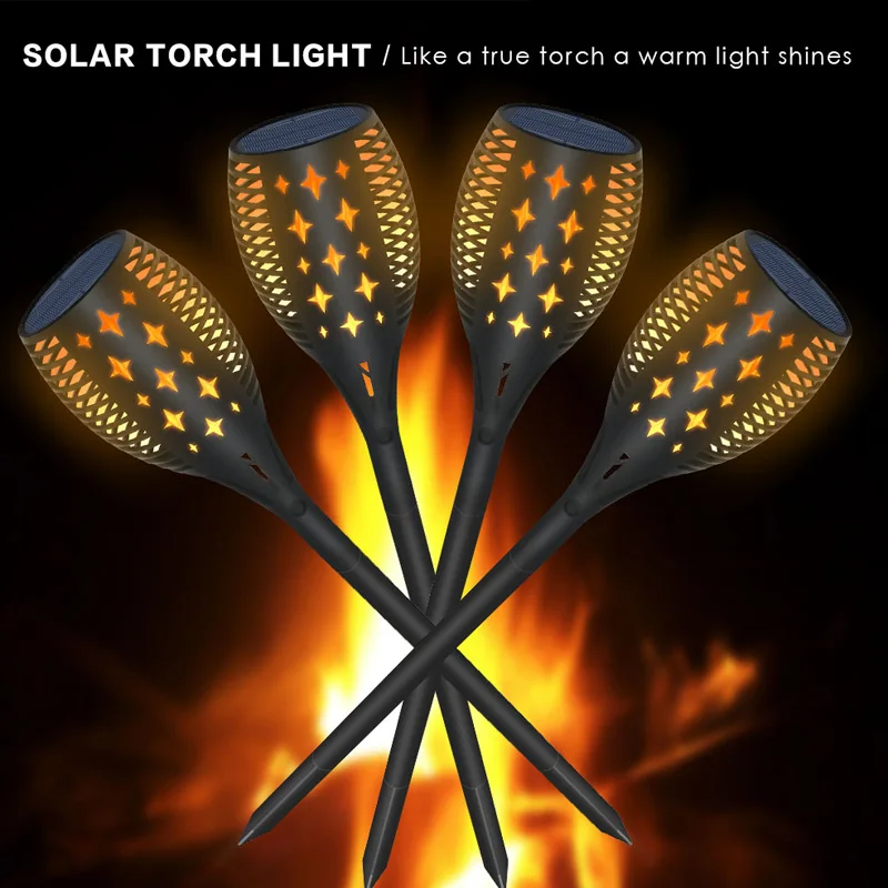 

Flame Lights Lawn Light Star Pattern Torch Lamp Lighting Fixture Backyard Patio Waterproof Creative Solar Powered Bright