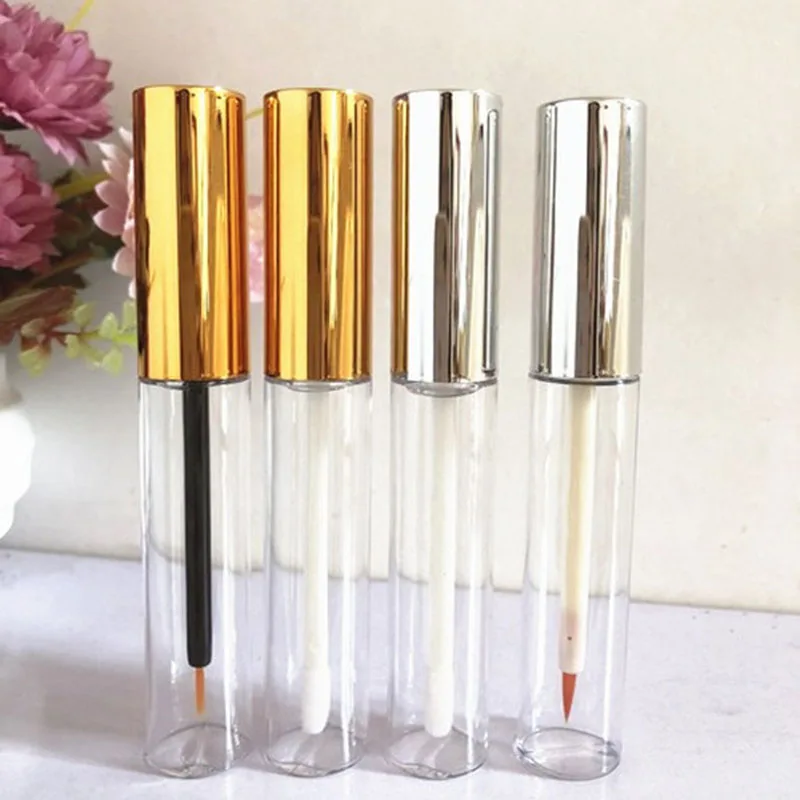 50PCS 10ml Gold silver lip glaze tubes eyeliner tubes eyelash growth liquid empty tube refillable bottles mascara tube wholesell