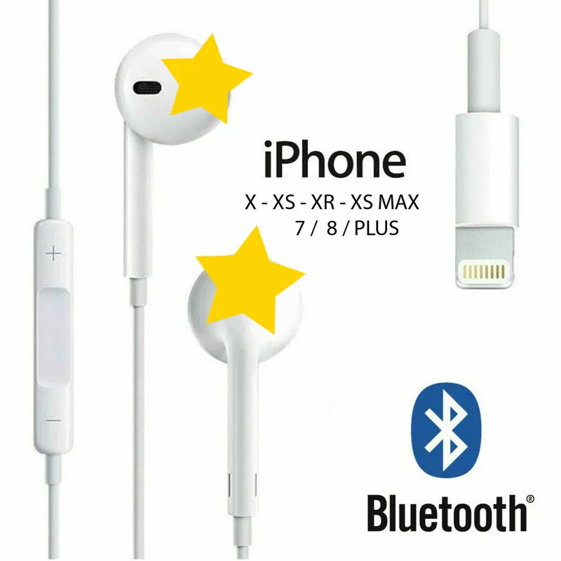 

fone de ouvido Wired earphone earbuds Headphones auriculares con cable With Mic Stereo Control For IPhone 8 7 Plus X XR XS Max