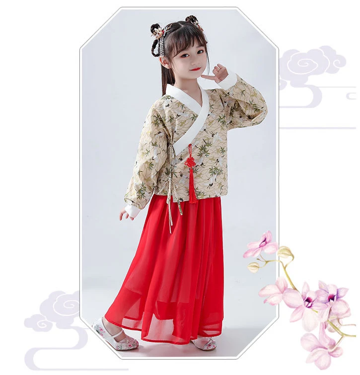 Hanfu/платье для девочек с рисунком журавля г. Осенне-зимняя новая улучшенная юбка для кроссдресса костюм для девочек феи, милый костюм в китайском стиле