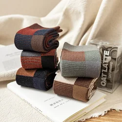High Quality Mens Socks Combed Cotton Cozy Breathable Autumn Winter Socks Man Colorful Patchwork Leisure Business Socks Male
