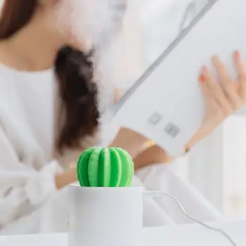 

280mL Cactus Timing USB Air Humidifier Aromatherapy Diffuser Mist Maker Bedroom Desktop Night Light