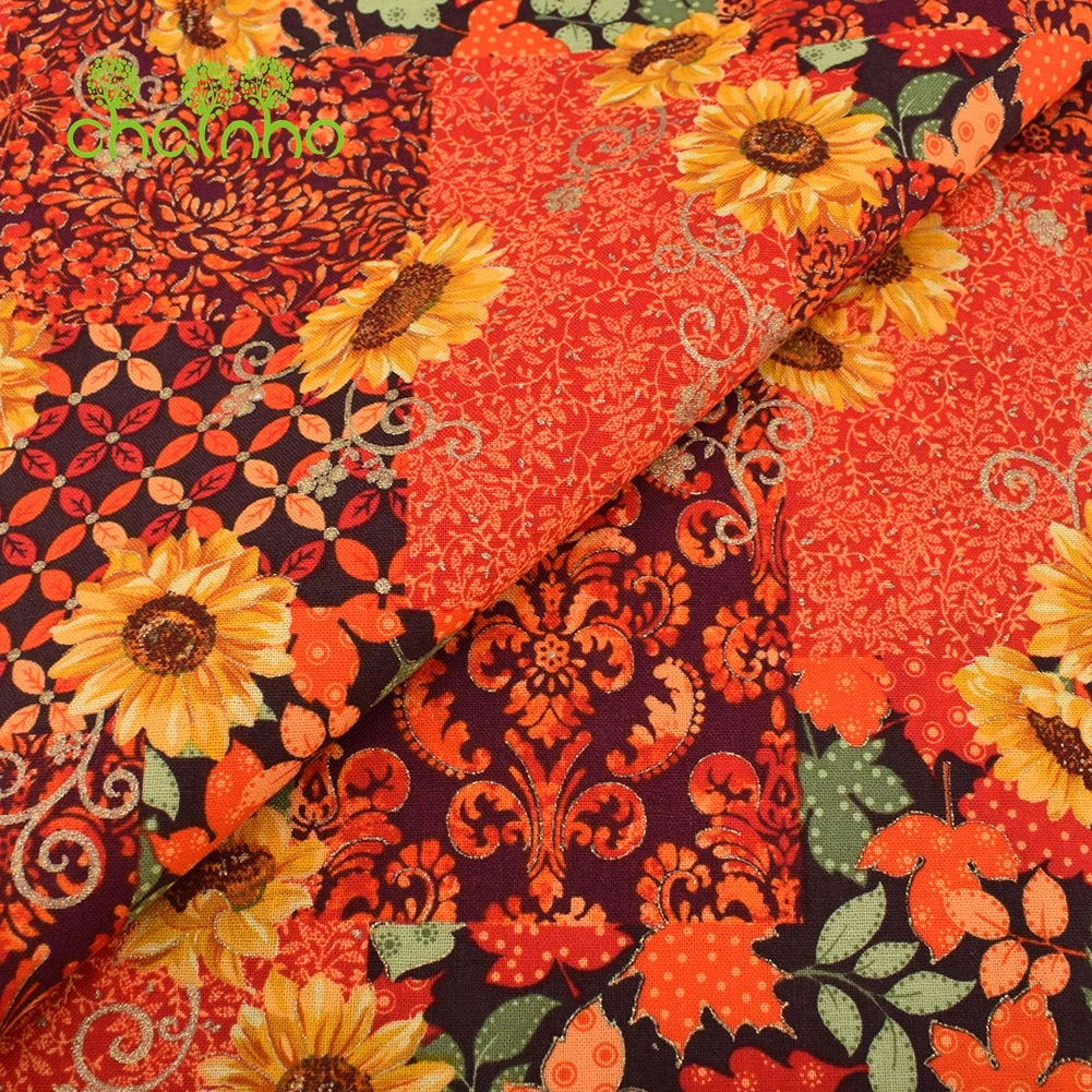 Chainho,Plain Cotton Fabric,Patchwork Cloth,Orange Color Series Of Handmade DIY Quilting & Sewing Crafts,Cushion,Bag Material