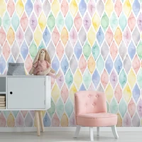 หลากสีเรขาคณิตวอลล์เปเปอร์ติดด้วยตนเองที่มีสีสันโค้งที่ถอดออกได้เปลือกและติดวอลล์เปเปอร์สําหรับเนอสเซอรี่เด็กตกแต่งห้อง DIY 3