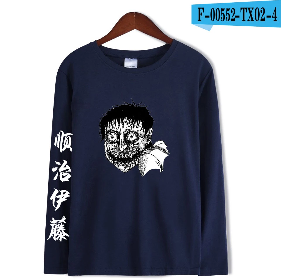 Junji ito 2D модные принтованные футболки женские/мужские повседневные футболки с длинным рукавом Новое поступление, горячая Распродажа, трендовая футболка - Цвет: Хаки