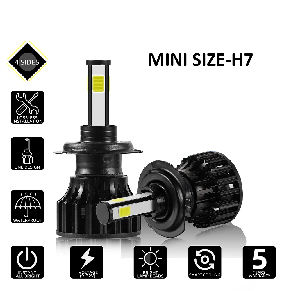 

2pcs Pair 4-Sides H7 2000W 300000LM LED Headlights Kit Hi/Low Power Bulbs LED Light Bulb H7 Light Bulbs