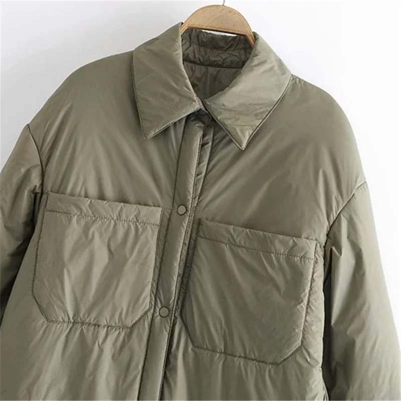 Cabolsa de Grandes Puwd Casual Mulher Solto Fino Velo Camisa Jaqueta 2021 Primavera Moda Senhoras Botão Quente Outwear Feminino Chique Dimensões 13 Jaquetas básicas