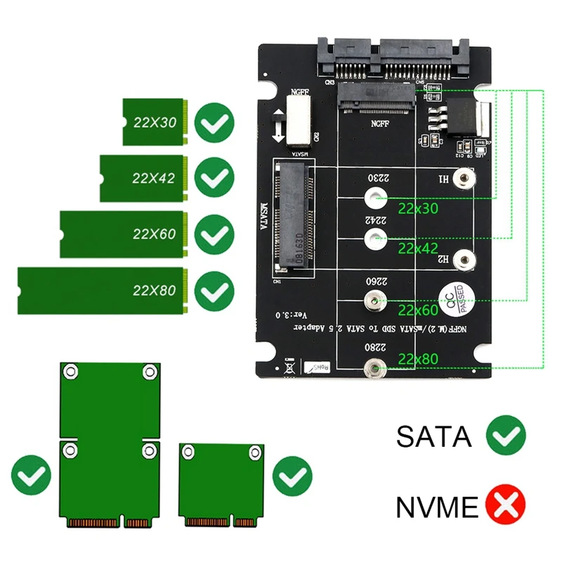 2 порта M.2 NGFF ключ B& MSATA SSD к USB 2,0 адаптер конвертер карта считывателя