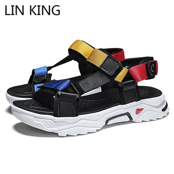 

LIN KING 2020 New Design Big Size Men Summer Outdoor Sandals Fashion Sports Slides Shoes Non Slip Beach Shoes Sandalias Hombre