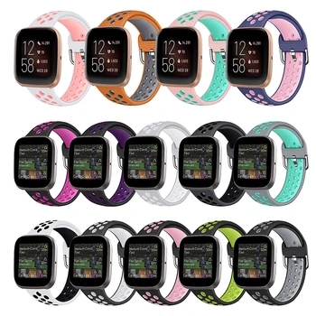 

Hollow Breathable Strap for Fitbit Versa Watch Versa Lite Two-color Silicone TPU Watch Buckle Strap for Fitbit Versa 2 Watchband