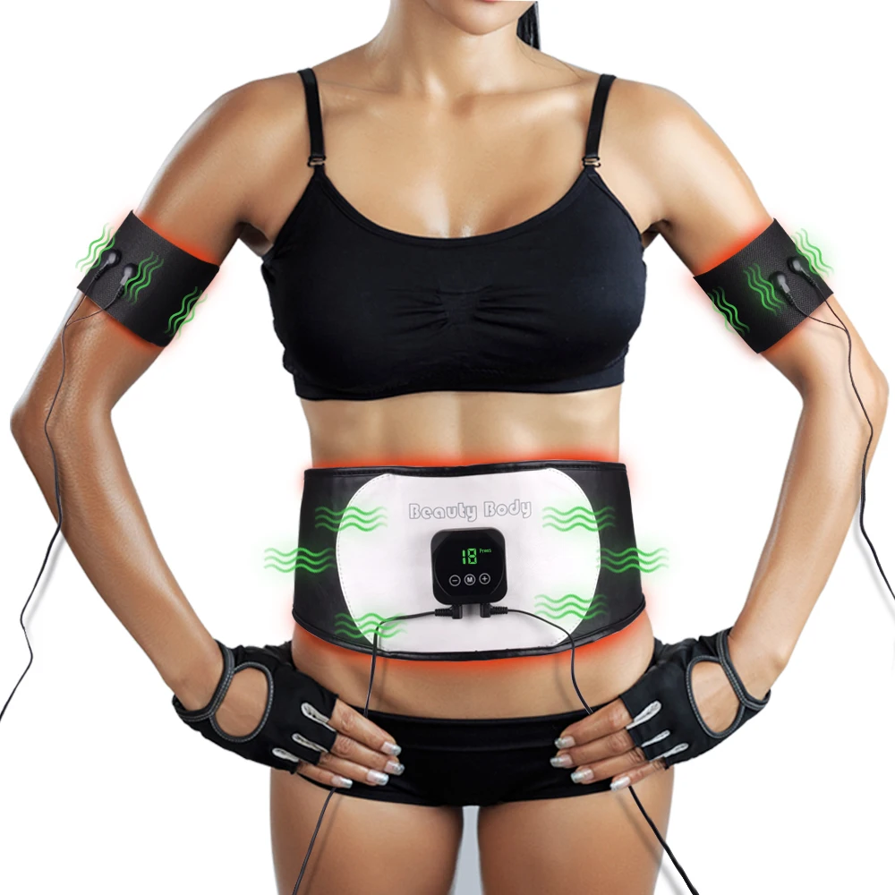 6 Modes EMS Abdominal Trainer Electric Body Massager Slimming Waist Belt Weight Loss Fitness Muscle Stimulator for Man and Woman