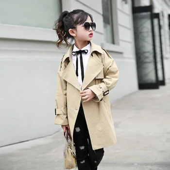 

Girls trench spring autumn kids cotton fashion long outerwear for baby girls children jackets teenager girls coats clothes 2019