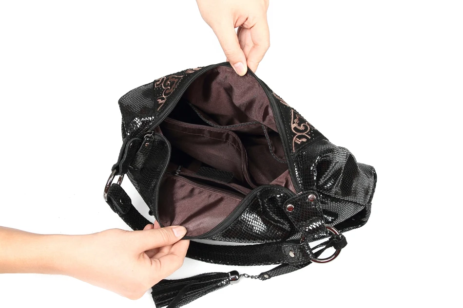 Arliwwi натуральная кожа женские винтажные мягкие сумки с вышивкой Сумки из натуральной замши черные большие черные женские сумки новые
