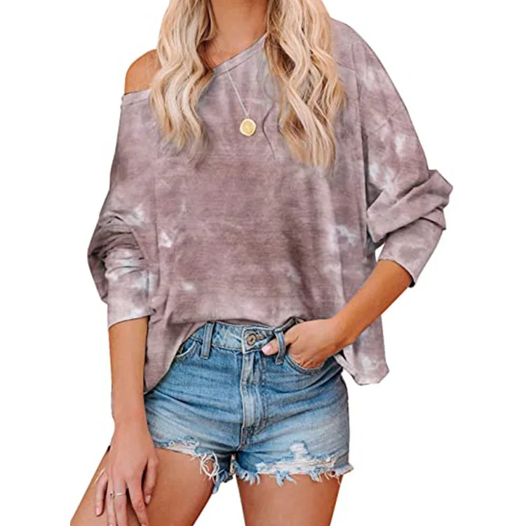 Tie Dye Print Woman T-shirts Long Sleeve Plus Size T Shirt O-neck Gradient Color Tee Shirt Trendy Sexy Women Streetwear