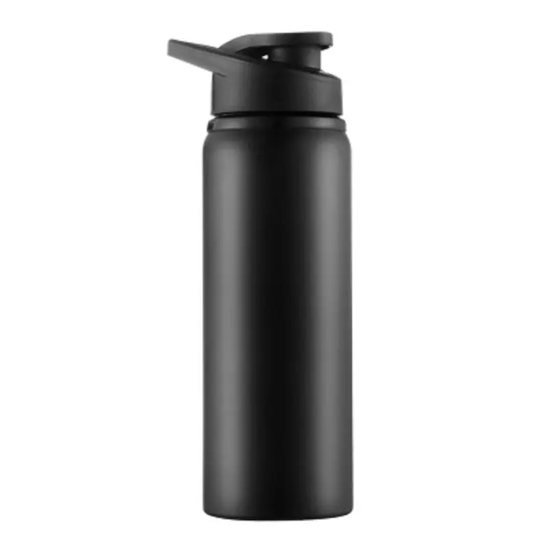 Портативная одностенная 700 мл высокоемкая нержавеющая сталь велосипедная кемпинговая бутылка для воды для спорта на открытом воздухе - Цвет: black
