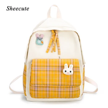 

Children School Bag Canvas Backpack Lightweight High School Student School Backpack Plaid Print Girls Backpack for Kids Bookbags