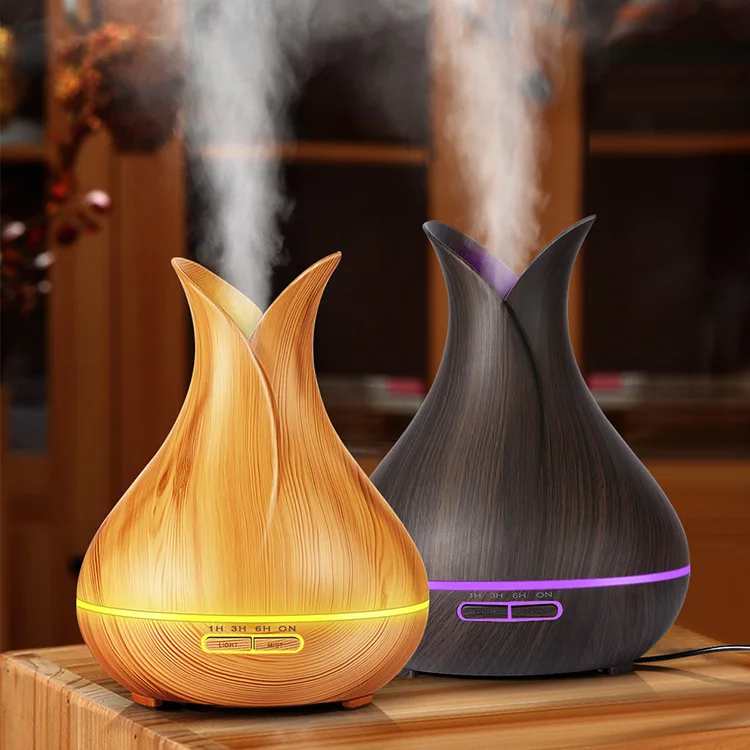 

Petal Wood Grain Aroma Diffuser 400 Ml Remote Control Humidifier Wood Grain Aroma Diffuser Ultrasonic Aroma Diffuser Wood Grain