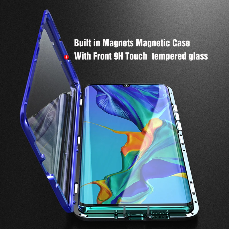

360 Full Body Protective Case For Huawei P30 P20 Mate 20 Pro Aluminum Metal Magnetic Bumper Double Side Glass Covers
