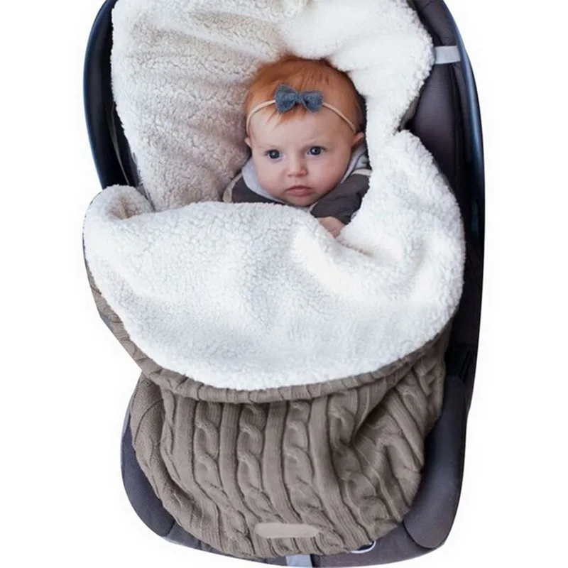 L CYSINCOS детский спальный мешок, конверт, зимний детский спальный мешок, муфта для ног, коляска, вязаный спальный мешок для новорожденных, пеленка, вязаная шерстяная, Slaapzak - Цвет: L