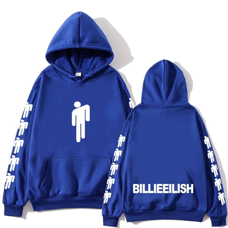 Толстовка с принтом американской певицы Билли эйлиш, худи для мужчин и женщин в стиле Харадзюку, хип-хоп, хлопковая толстовка Билли эйлиш, одежда в стиле хип-хоп - Цвет: blue