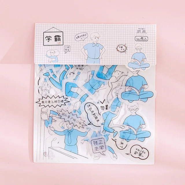80 pcs/bag Japanese Stationery Stickers Cute Cat Sticky Paper Kawaii PVC Diary Bear sticker For Decoration Diary Scrapbooking 20