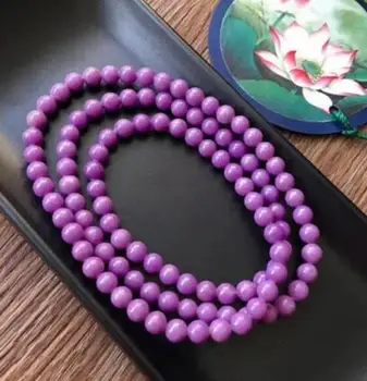 

Jewelry Pearl Bracelet Natural Phosphosiderite Purple Gemstone 108 Prayer Round Beads Bracelet A 7MM Free Shipping