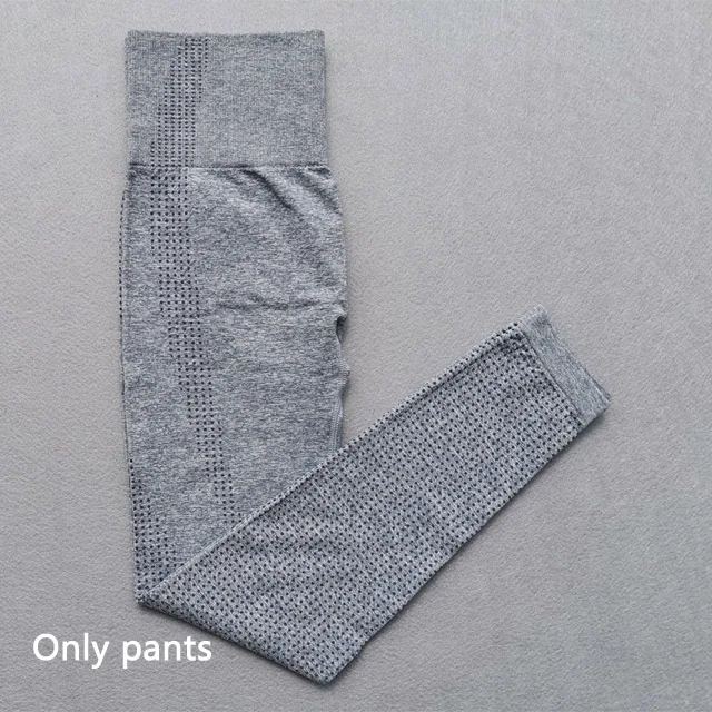 Gray blue pants Бесшовный костюм для йоги, 2 шт., спортивные футболки, укороченный топ, бесшовные леггинсы, спортивный комплект, одежда для спортзала, фитнес-костюм, комплект для тренировок, Femme - Цвет: Gray blue pants