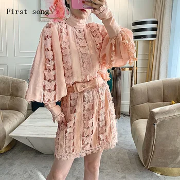 

Women's Loose Casual Fringe Top Shirt + Skirt Set 2020New Spring and Autumn Long Sleeve Party Butterfly Blouse + Mini Dress XL