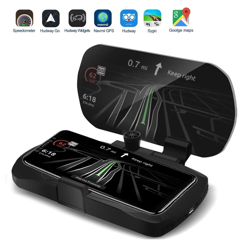  HUD Handy Halter Head Up Display Drahtlose Ladegerät GPS Navigation Auto Geschwindigkeit Projektor 