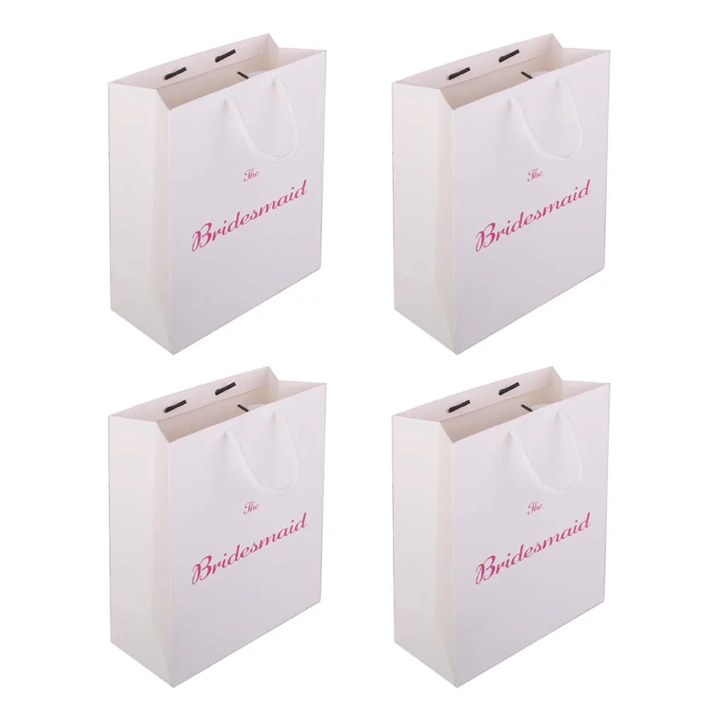 Pieces of 4 The Bridesmaid Printed Paper Bag with Handle for Wedding, Bridal Shower Hen Night Party Bridesmaid Bag 