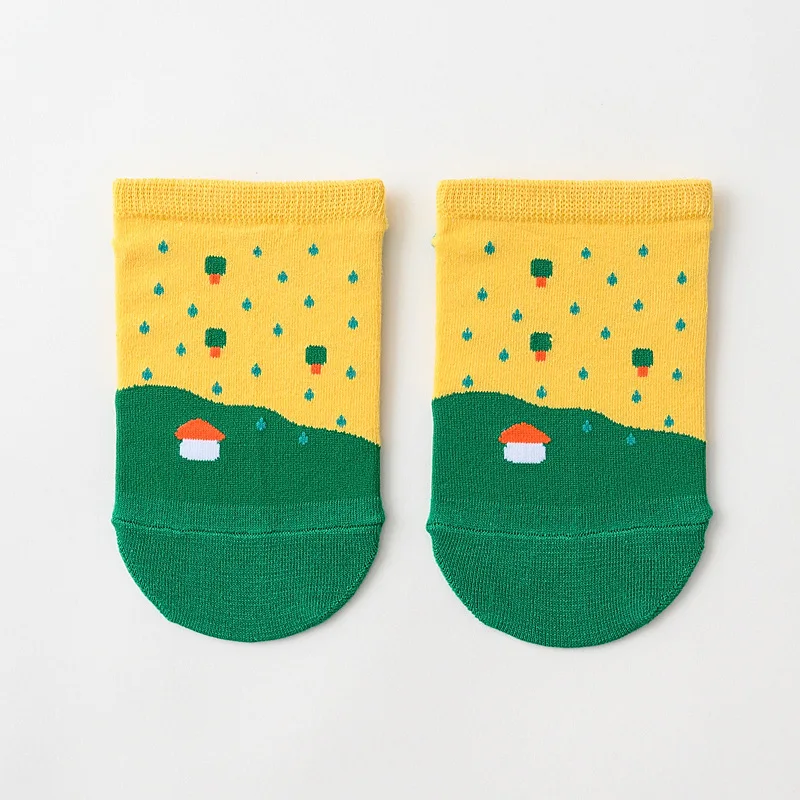 Spring And Autumn Women Socks New Cartoon Couple Short Sock Fashion Breathable Sweat Lady Cotton Socks