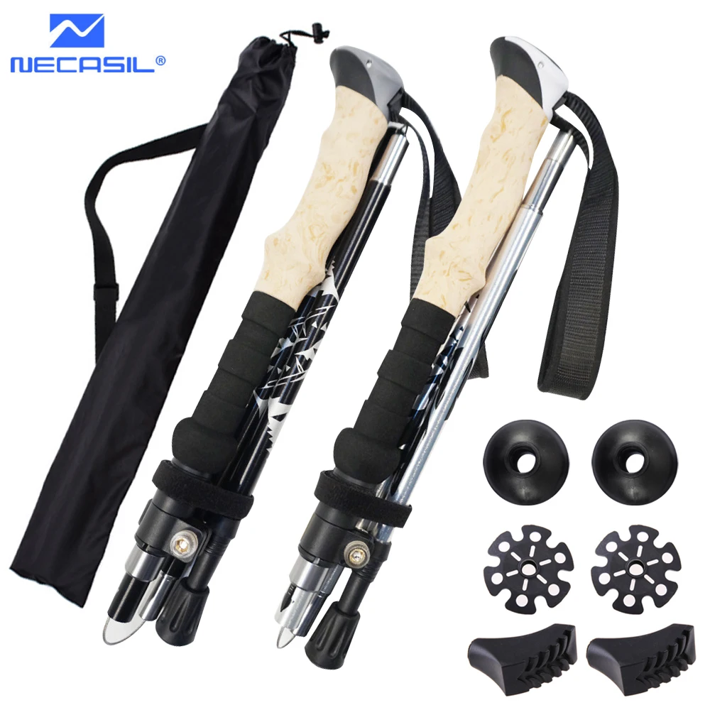 

2pcs Walking Sticks Carbon Fiber Trekking Pole Ultralight Camping Hiking Foldable Nordic Walking Pole Telescopic Crutches Hiking