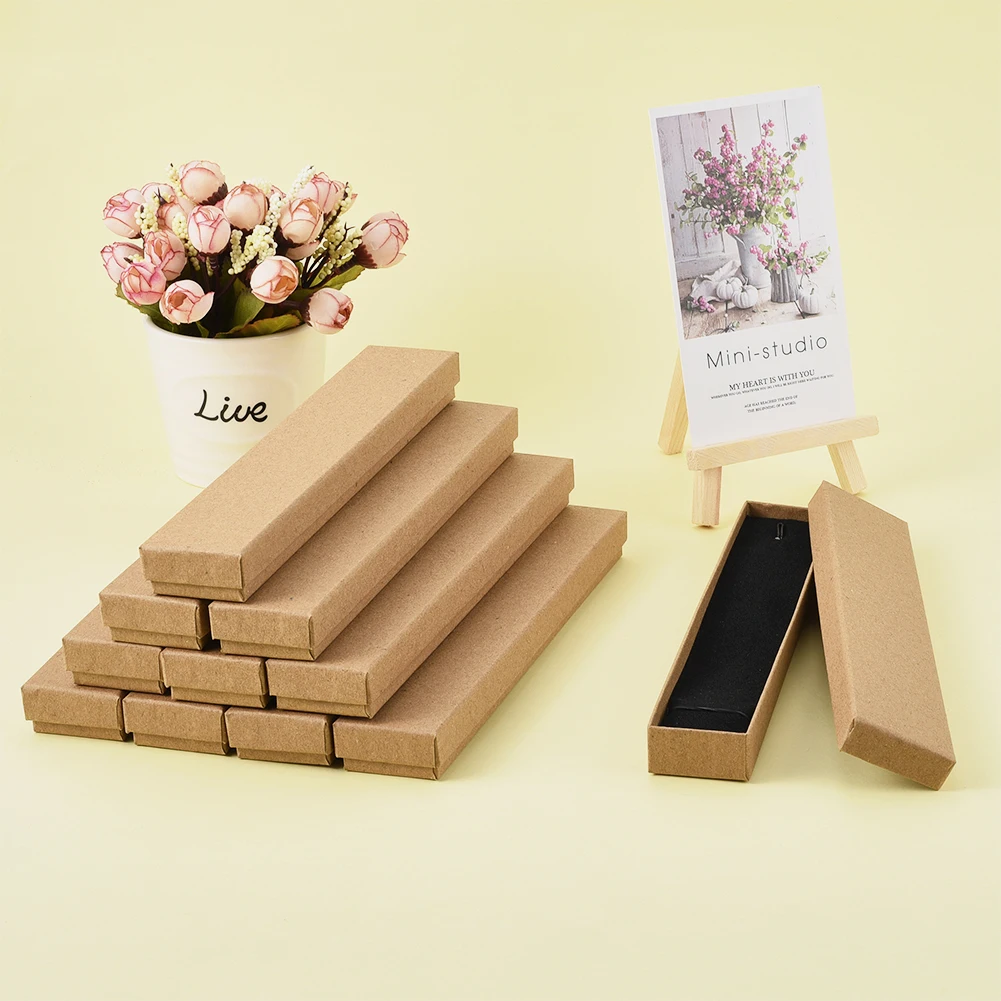 24Pcs Cardboard Jewelry Boxes Rectangle Square Gift Box with Sponge Inside for Packaging Ring Necklace