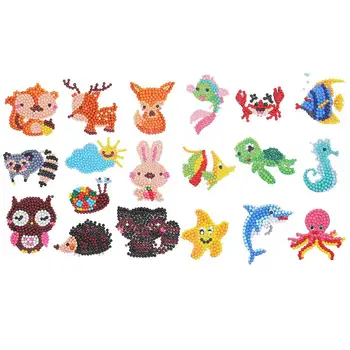 

19pcs DIY Cartoon Painting Pattern Diamond Embroidery Painting Sticker Jungle Ocean Animal Diamond Painting Sticker Decoration