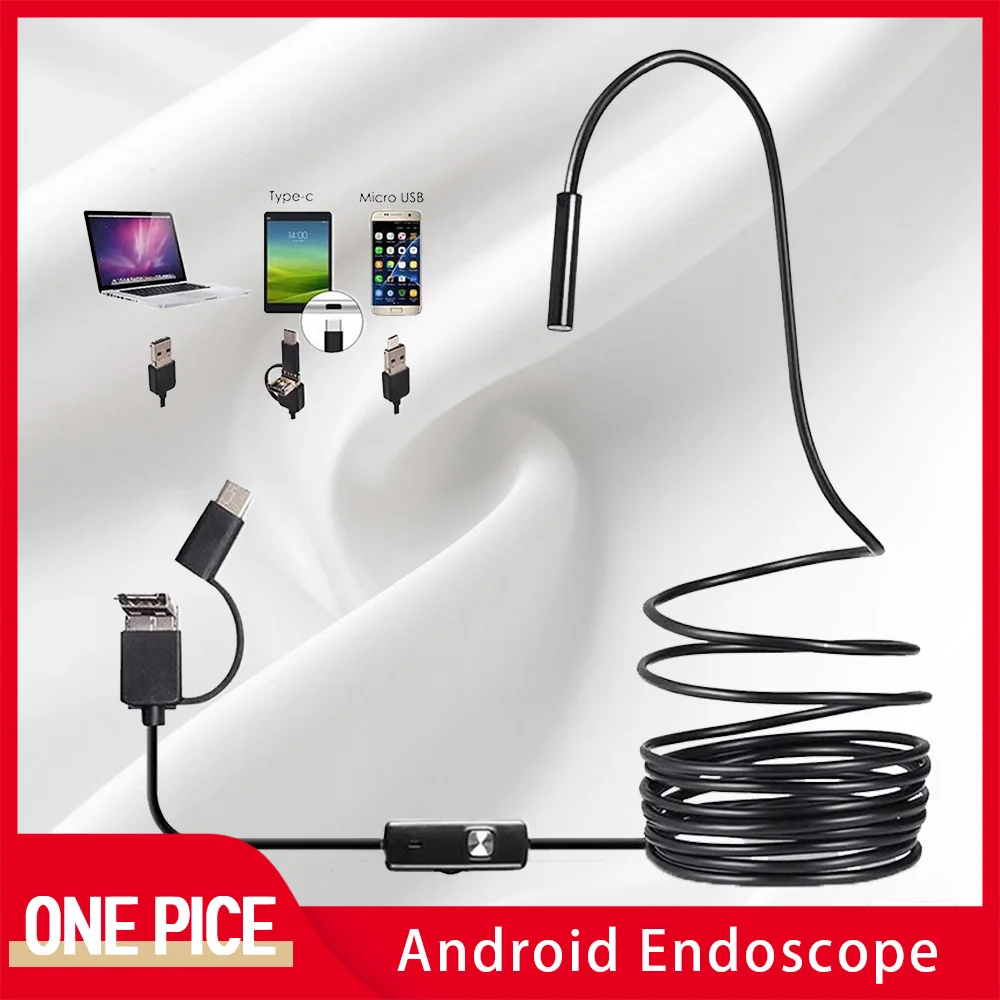 

7mm Endoscope Camera Flexible IP67 Waterproof Type-c/USB Inspection Borescope Camera for Android PC Notebook 6LEDs Adjustable N1