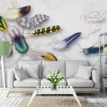 Индивидуальные большие фрески Модные Цветные перо Искусство ретро Американский ТВ обои фрески