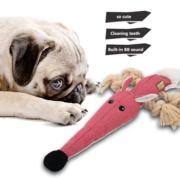 

Interactive Pet Dog Toy Durable Cotton Rope Chew Toy For Dogs Molar Training Teeth Cleaning Sound Animal-shaped Toy