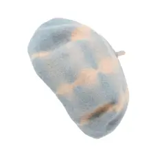 DOUBCHOW женские градиентные шерстяные французские береты, шапки, новые стильные осенне-зимние теплые шапки без каблука для девочек-подростков