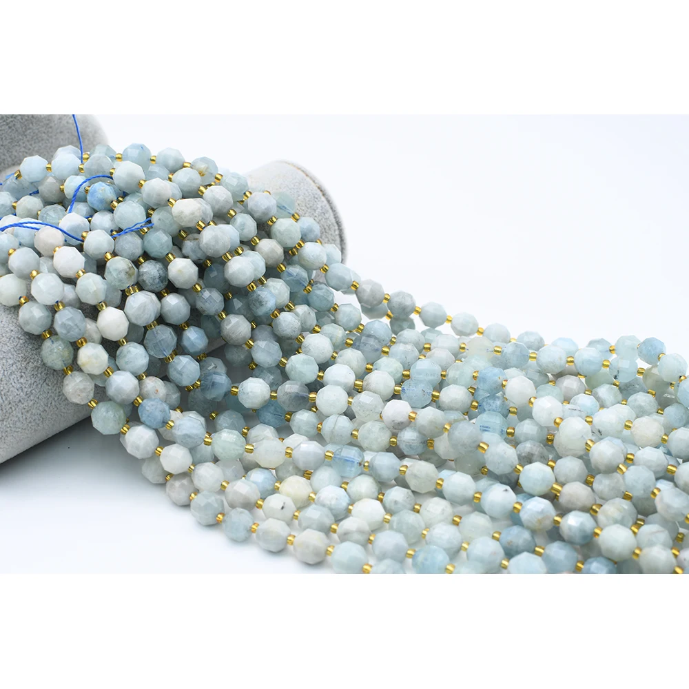 

10mm AA Natural Faceted Aquamarine irregular round Stone Beads For DIY necklace bracelet jewelry making 15 "free delivery