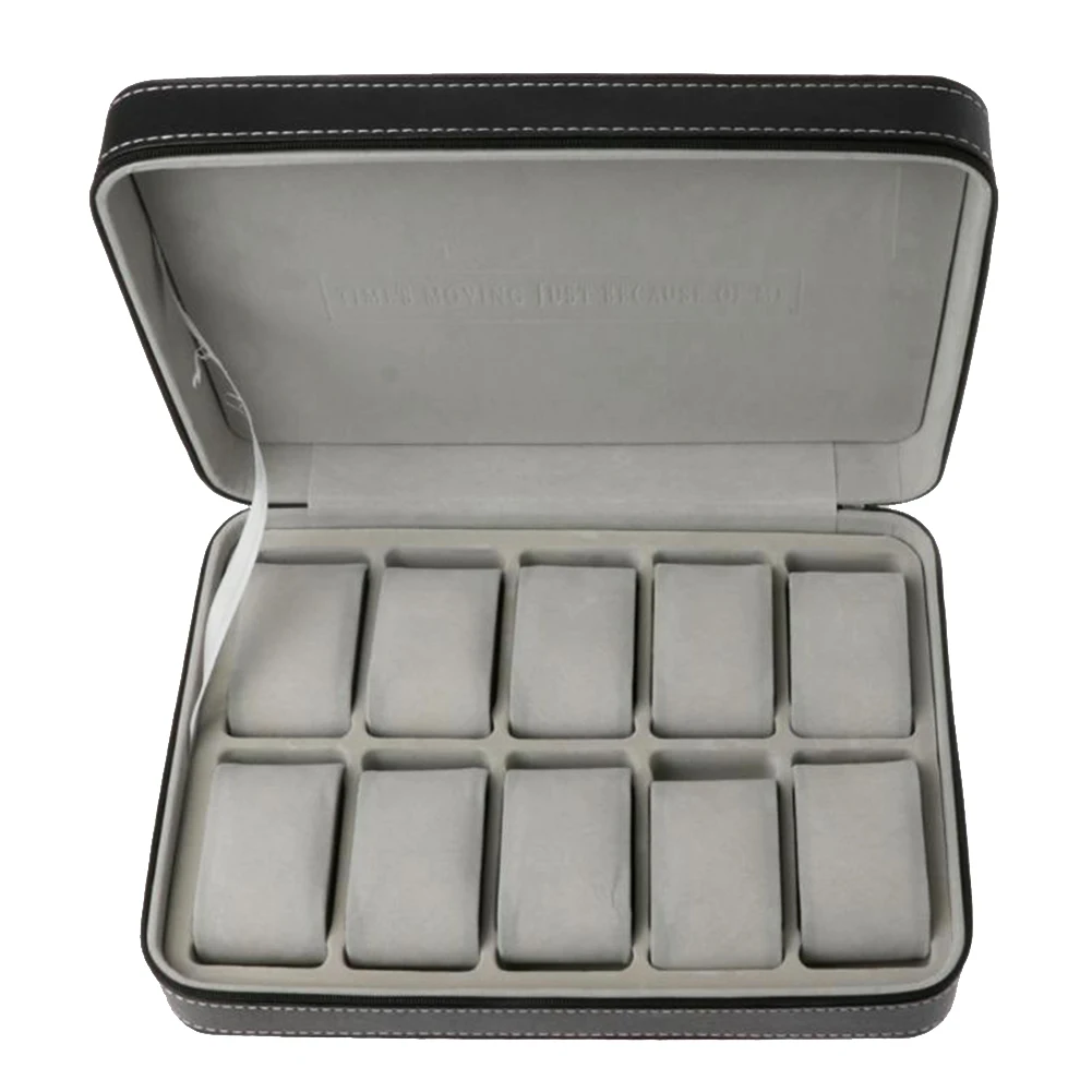 

10 Grids Zipper Display Portable Bracelet Collection Watch Storage Box Holder PU Leather Protective Jewelry Case Gift Organizer