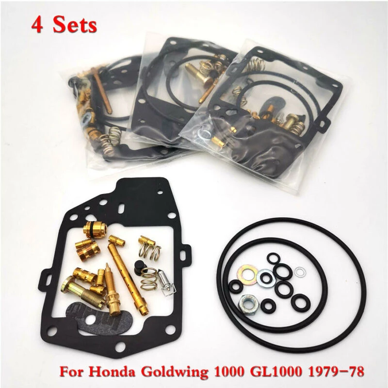 4 Set Motorcycle Carburetor Rebuild Kit Valve Needle Gasket Main Slow