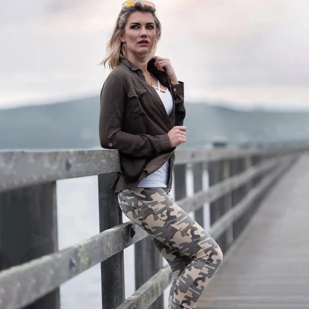 

Melody Mid/High Waist Women Camo Pants Supper Stretch Workout Trousers Woman Drop Shipping