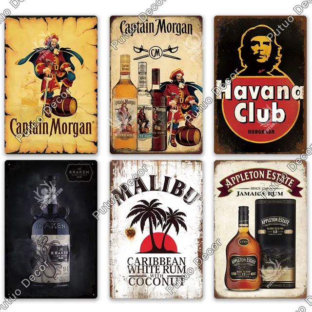 Putuo Decor Rum Brand Vintage Metal Signs Tin Signs Captain Morgan Funny Poster Decor for Bar Pub Club Man Cave Wall Decoration 4
