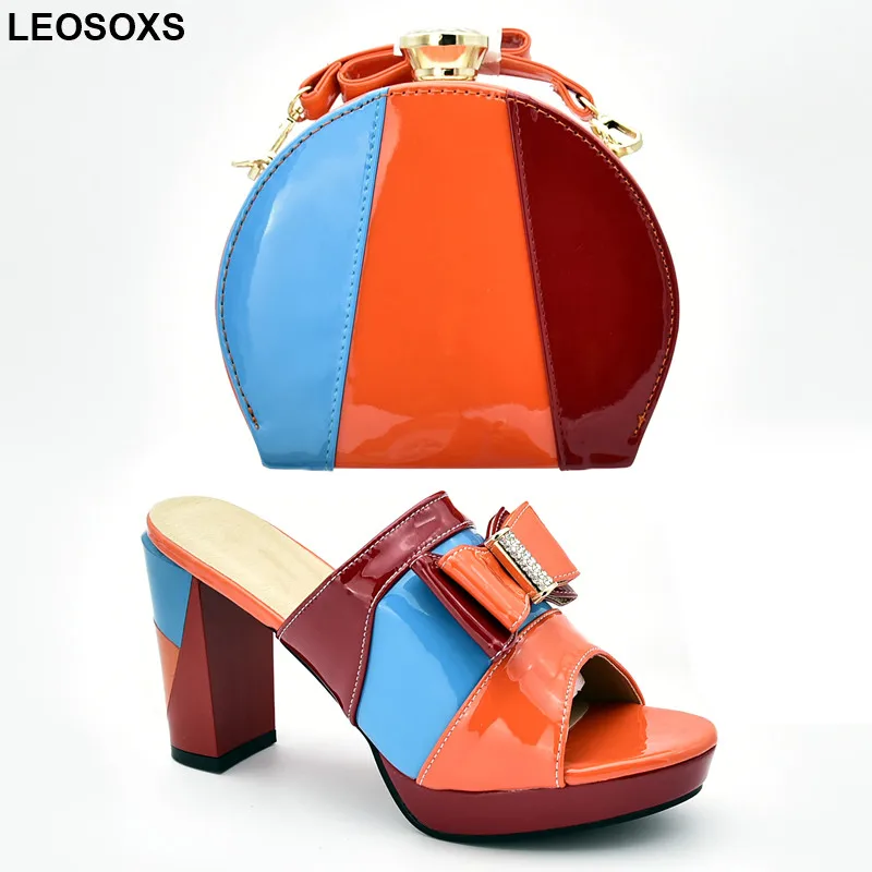 

New Arrival Ladies Sandals with Heels Italian Shoes and Bags To Match Shoes with Bag Set Rhinestone Wedding Shoes Party Pumps