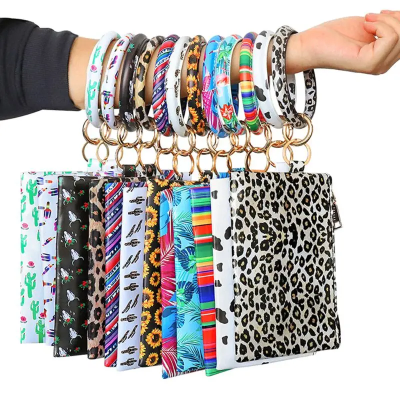 

Fashion Leopard Faux Leather Phone Coin Purse Tassel Pendant Bracelet Lady Handbag Keychain Jewelry Bag
