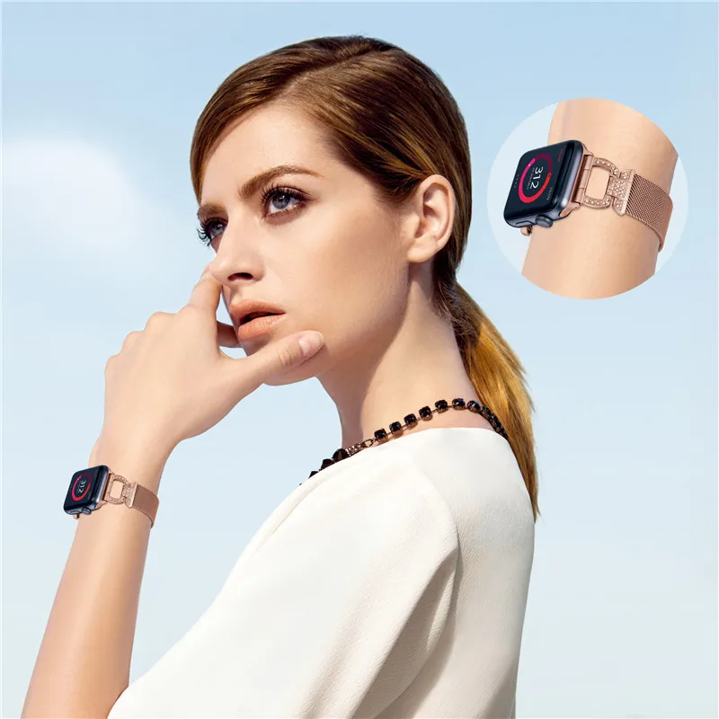 Миланский Браслет, Браслет с бриллиантами ремешок для наручных часов Apple Watch 38 мм, 42 мм, 40 мм 44 наручных часов iwatch серии 5/4/3/21 Нержавеющая сталь ремень для женщин